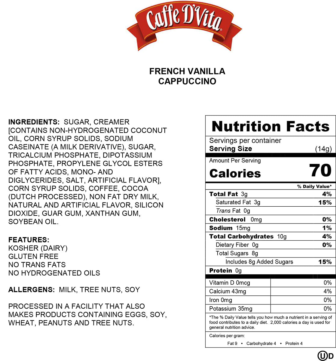 Caffe D’Vita French Vanilla Cappuccino Mix 1lb