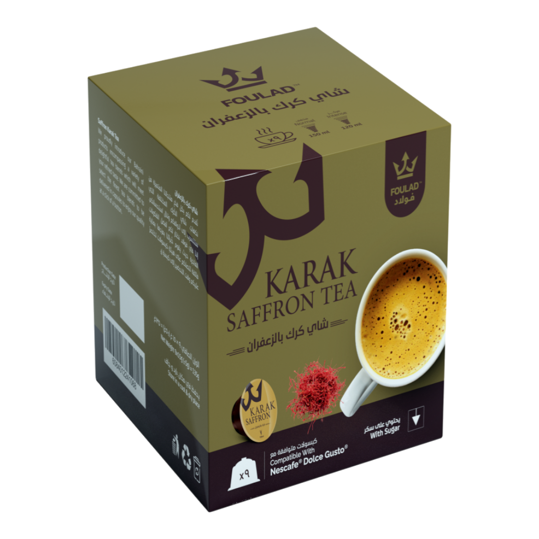 Foulad Karak Saﬀron Tea - With Sugar - 9 Capsules