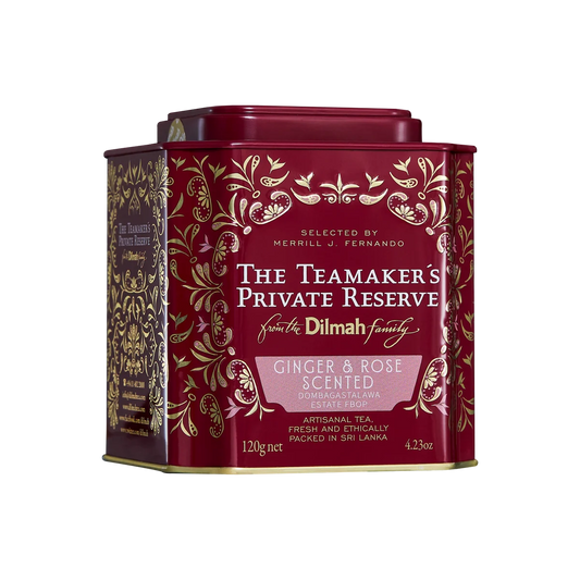 The Teamaker’s Private Reserve Ginger & Rose Scented Dombagastalawa Estate Ceylon Black Tea Caddy-120g Loose Leaf