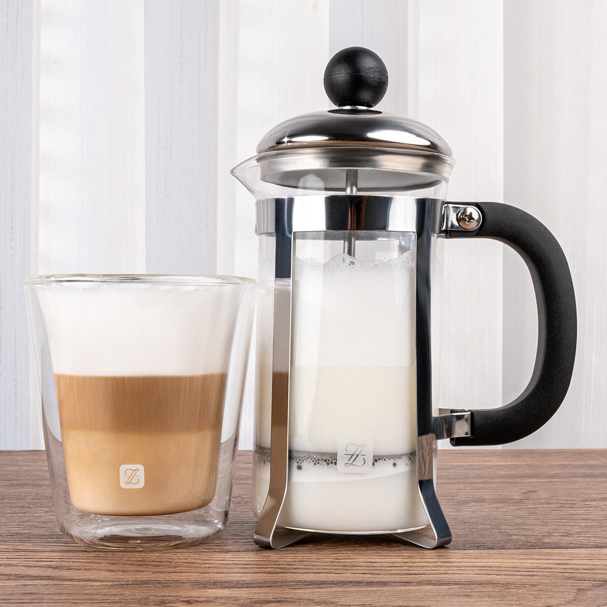 French Press Coffee Maker 350 ml Stainless Steel Glass Sturdy Handle - Black / Silver - Price does not VAT