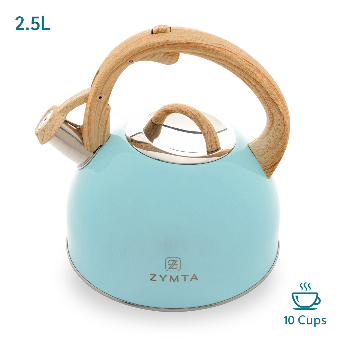 2.5 L Whistling Stainless Steel Teapot With Ergonomic Handle - Blue -- Price does not include VAT