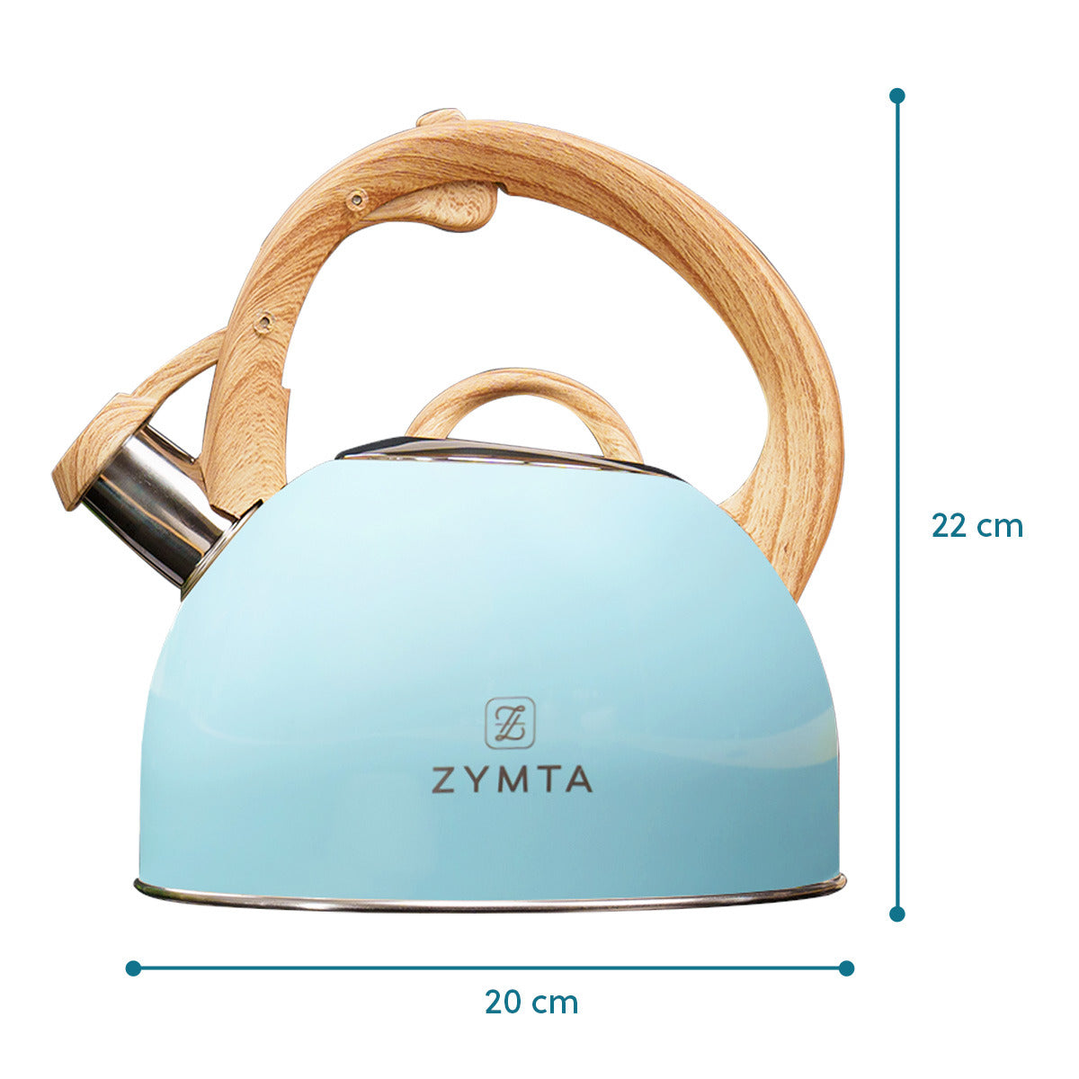 2.5 L Whistling Stainless Steel Teapot With Ergonomic Handle - Blue -- Price does not include VAT