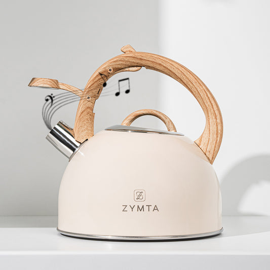 2.5 L Whistling Stainless Steel Teapot With Ergonomic Handle - Beige -- Price does not include VAT