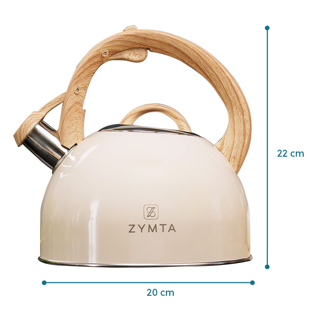 2.5 L Whistling Stainless Steel Teapot With Ergonomic Handle - Beige -- Price does not include VAT