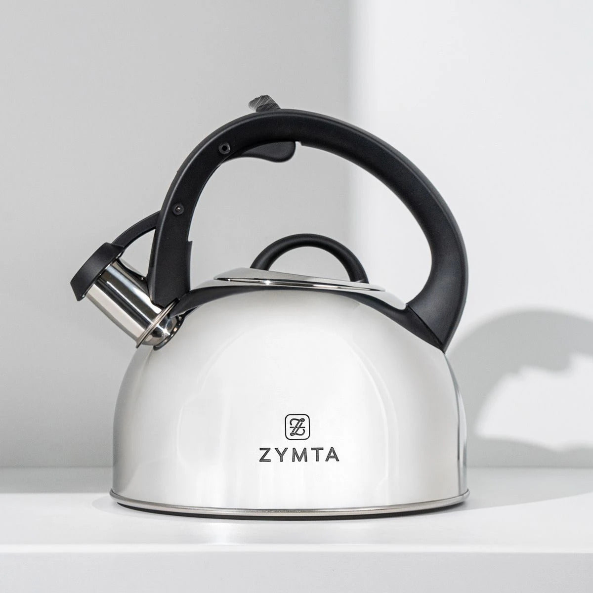 2.5 L Whistling Stainless Steel Zymta Teapot With Ergonomic Handle - Silver - Price does not include VAT