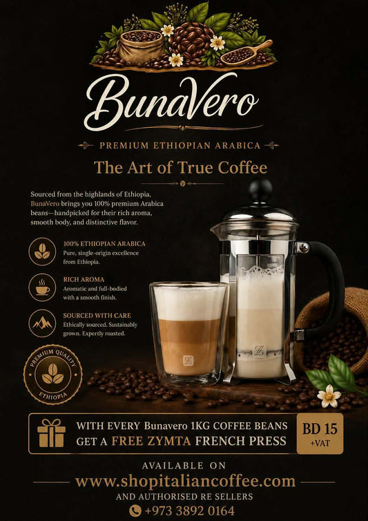 With every Bunavero 1kg Coffee beans gets a Free Zymta French Press

While supplies last!