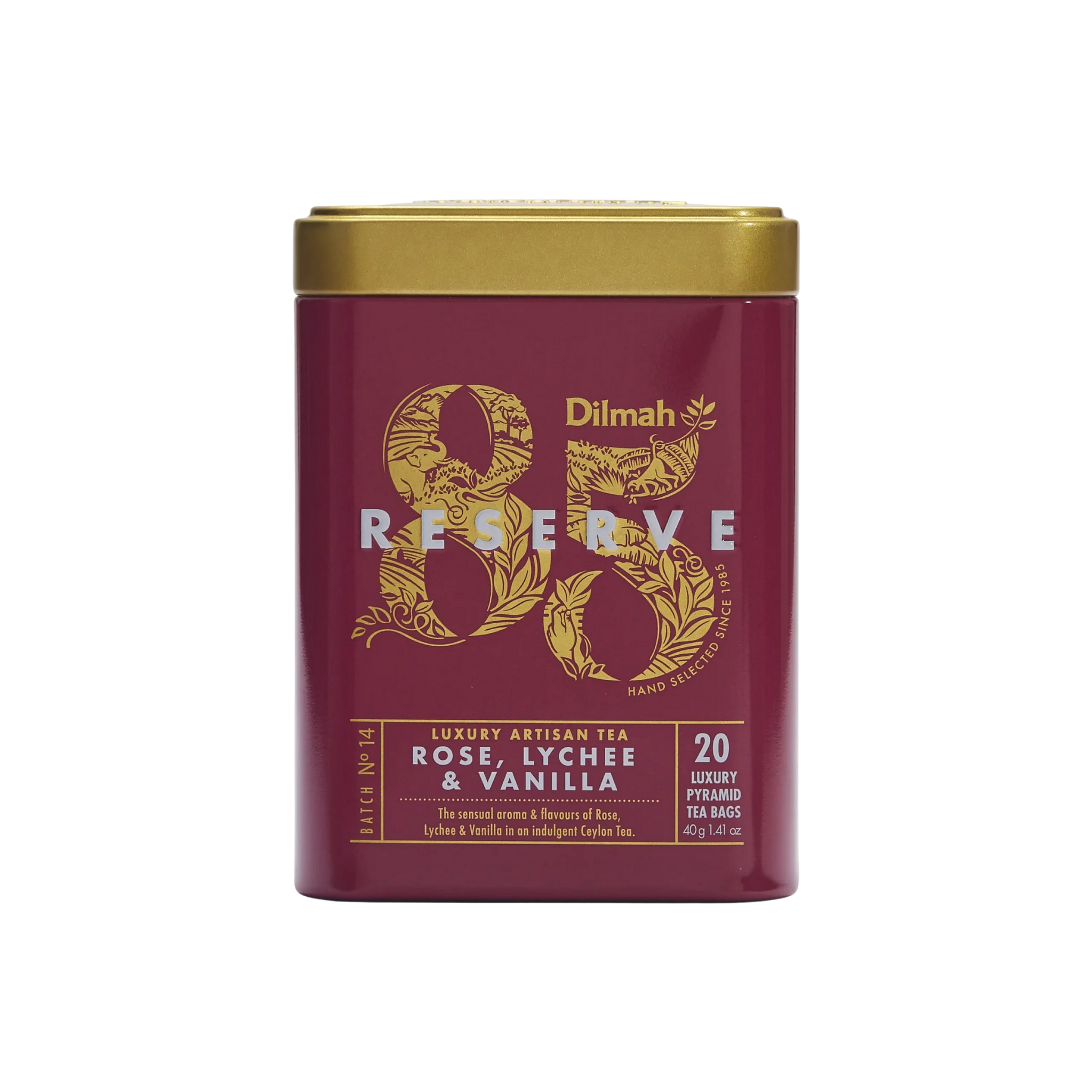 Dilmah 85 Reserve Rose Lychee & Vanilla Tea Tin Caddy